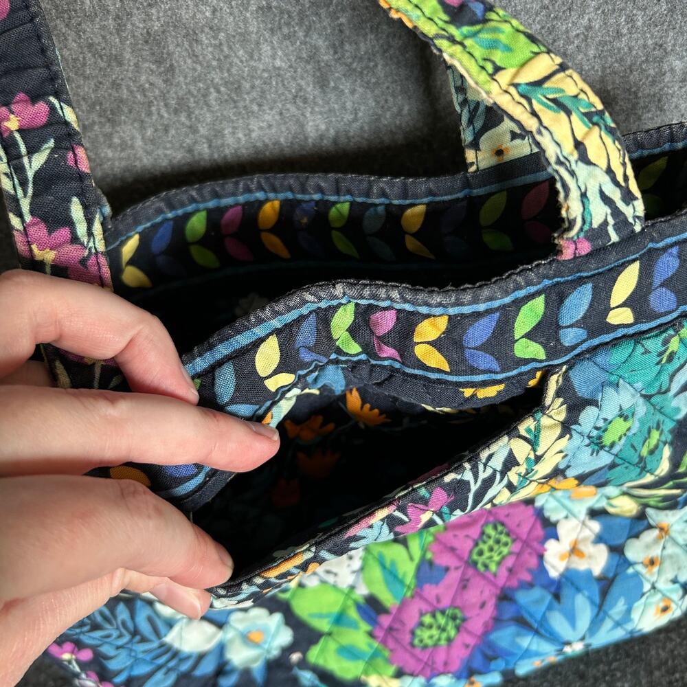 Vera Bradley Midnight Blues floral small tote purse bag travel quilted, vintage - Picture 3 of 11